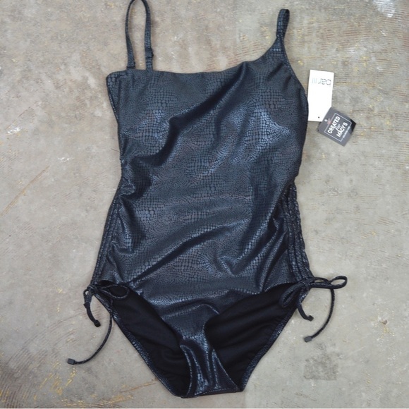BAR III Faux Snakeskin One-Shoulder One-Piece Swimsuit, Size XS - Picture 1 of 12